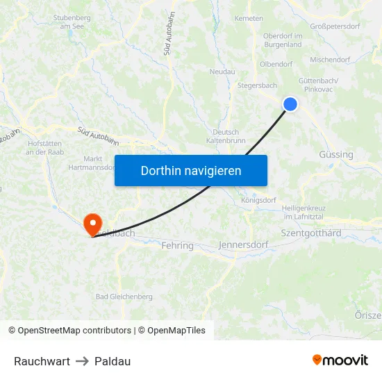 Rauchwart to Paldau map