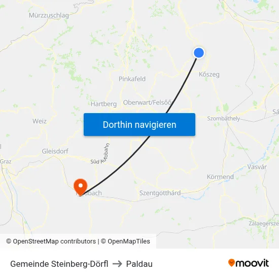 Gemeinde Steinberg-Dörfl to Paldau map