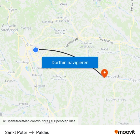 Sankt Peter to Paldau map