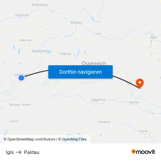 Igls to Paldau map