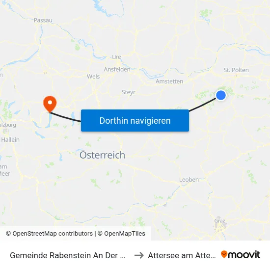 Gemeinde Rabenstein An Der Pielach to Attersee am Attersee map