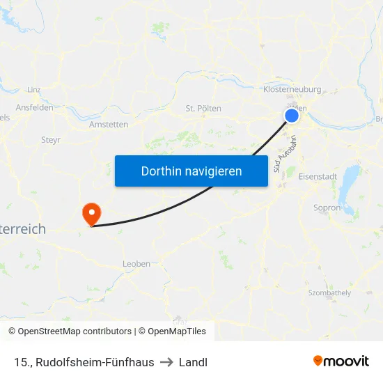15., Rudolfsheim-Fünfhaus to Landl map