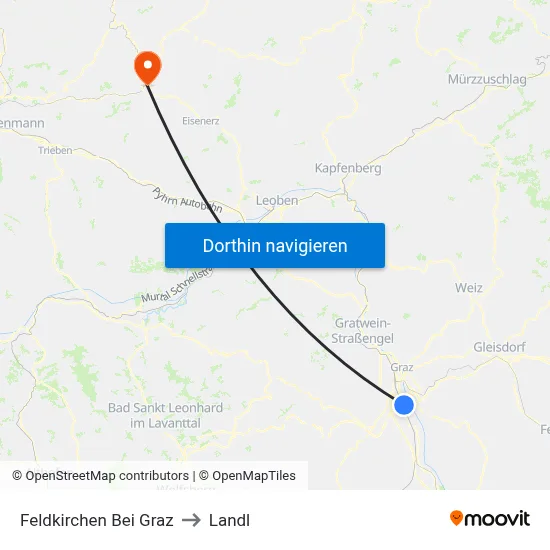 Feldkirchen Bei Graz to Landl map