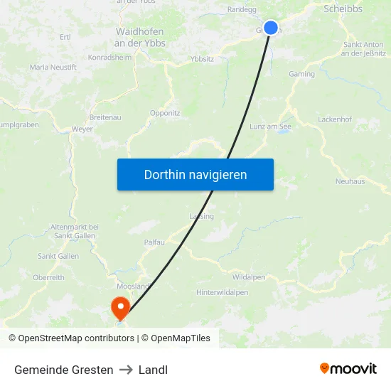 Gemeinde Gresten to Landl map