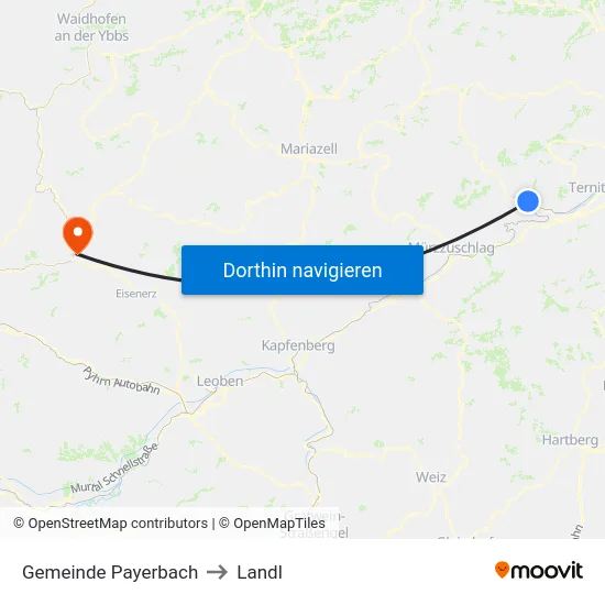 Gemeinde Payerbach to Landl map