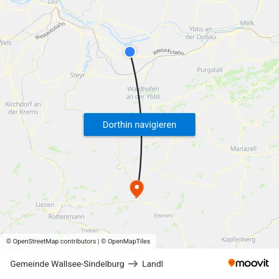 Gemeinde Wallsee-Sindelburg to Landl map