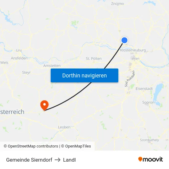 Gemeinde Sierndorf to Landl map