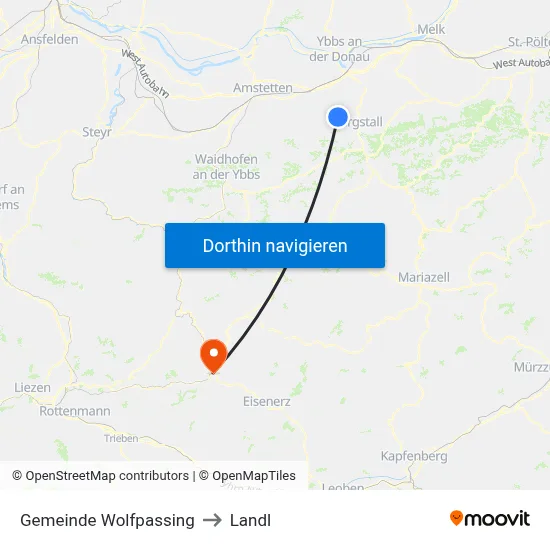 Gemeinde Wolfpassing to Landl map