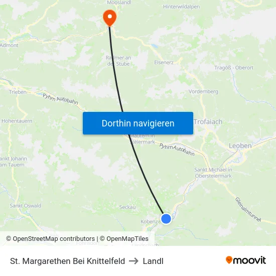 St. Margarethen Bei Knittelfeld to Landl map