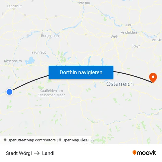 Stadt Wörgl to Landl map