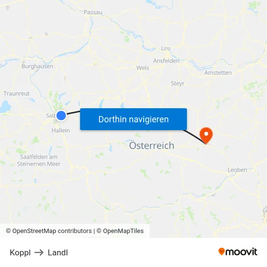 Koppl to Landl map