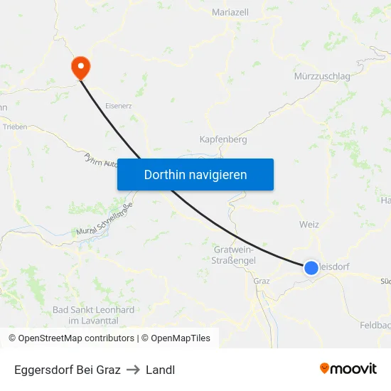 Eggersdorf Bei Graz to Landl map