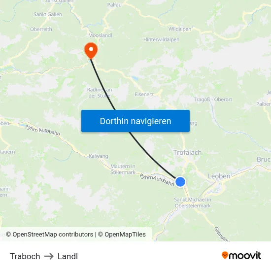 Traboch to Landl map
