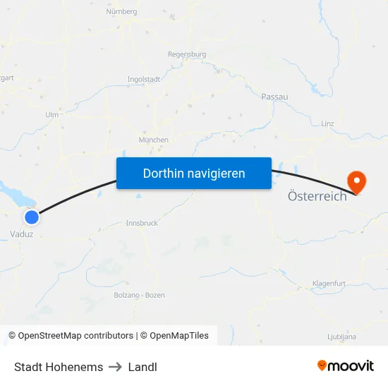 Stadt Hohenems to Landl map
