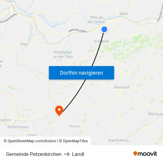 Gemeinde Petzenkirchen to Landl map