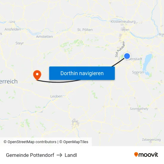 Gemeinde Pottendorf to Landl map
