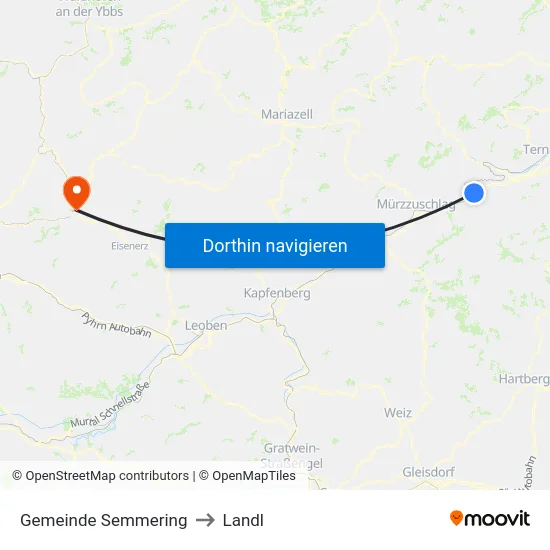 Gemeinde Semmering to Landl map