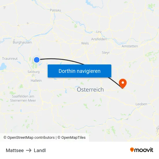 Mattsee to Landl map