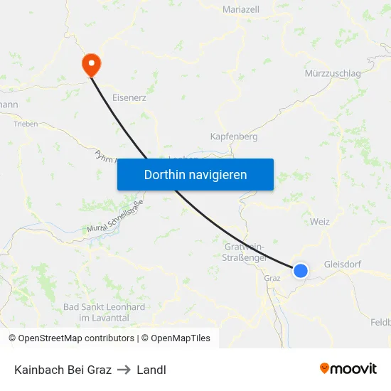 Kainbach Bei Graz to Landl map