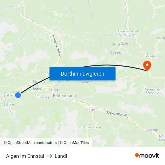 Aigen Im Ennstal to Landl map