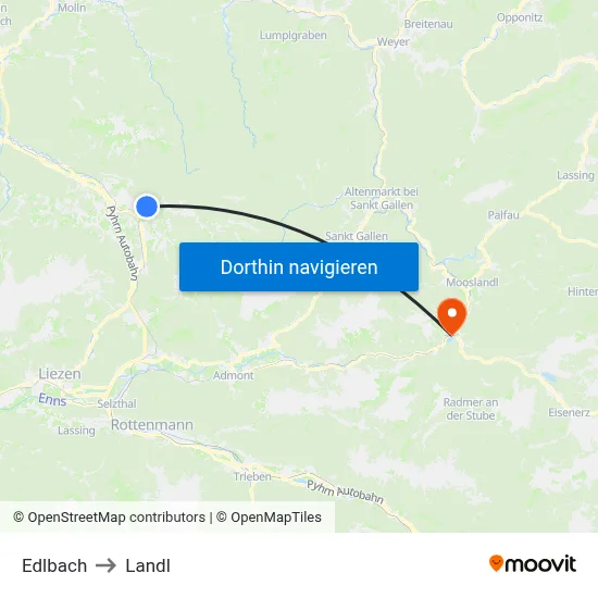 Edlbach to Landl map