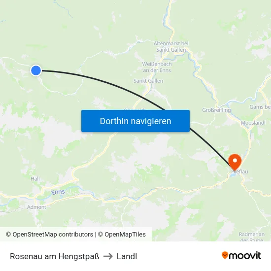 Rosenau am Hengstpaß to Landl map