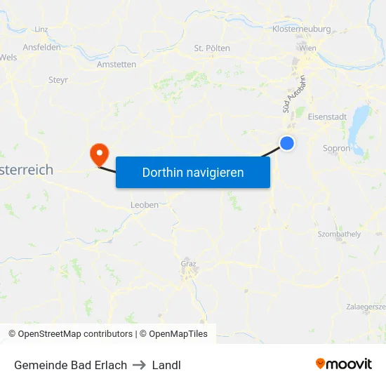 Gemeinde Bad Erlach to Landl map