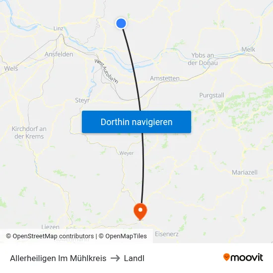 Allerheiligen Im Mühlkreis to Landl map