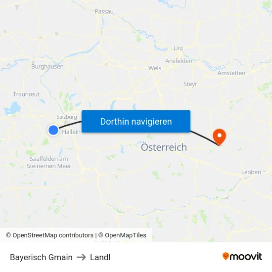 Bayerisch Gmain to Landl map
