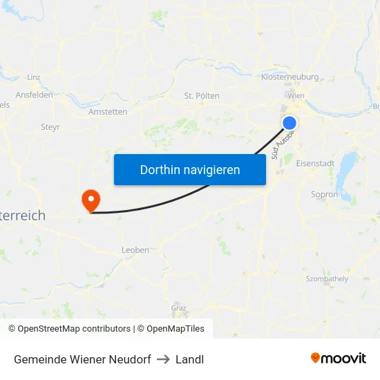 Gemeinde Wiener Neudorf to Landl map