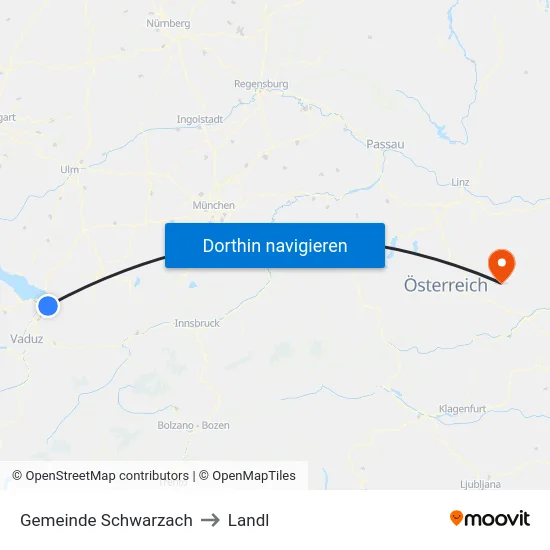 Gemeinde Schwarzach to Landl map
