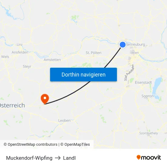 Muckendorf-Wipfing to Landl map