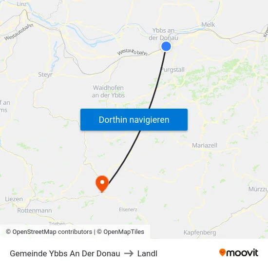 Gemeinde Ybbs An Der Donau to Landl map
