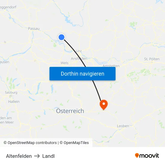 Altenfelden to Landl map