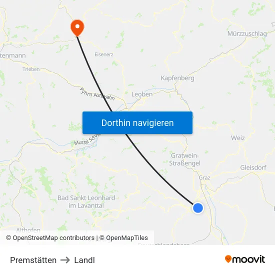 Premstätten to Landl map