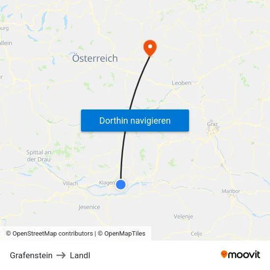 Grafenstein to Landl map