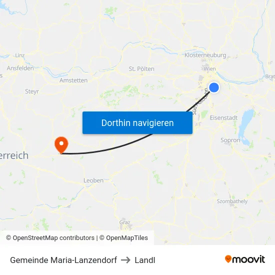 Gemeinde Maria-Lanzendorf to Landl map