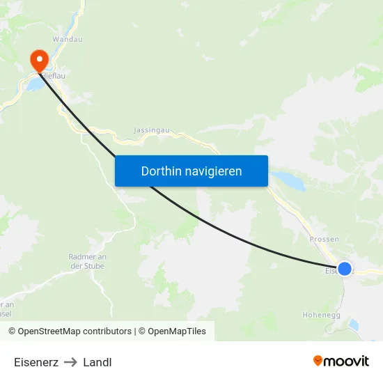 Eisenerz to Landl map