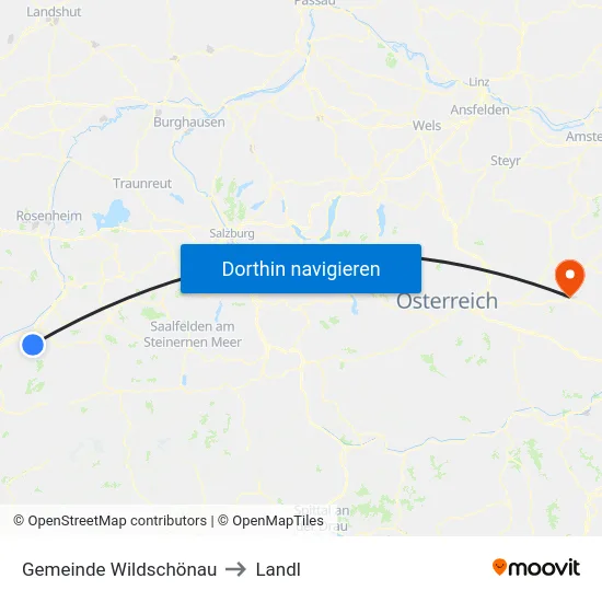 Gemeinde Wildschönau to Landl map