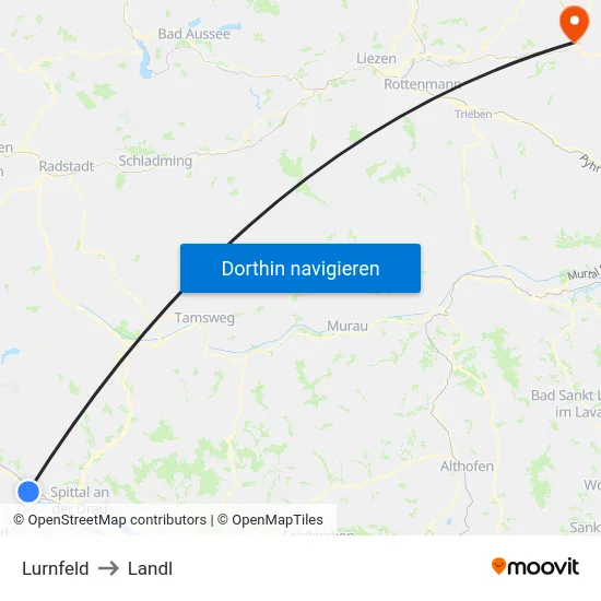 Lurnfeld to Landl map