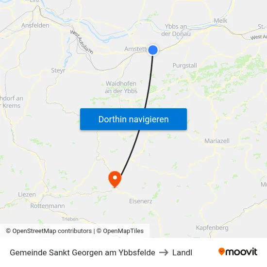 Gemeinde Sankt Georgen am Ybbsfelde to Landl map
