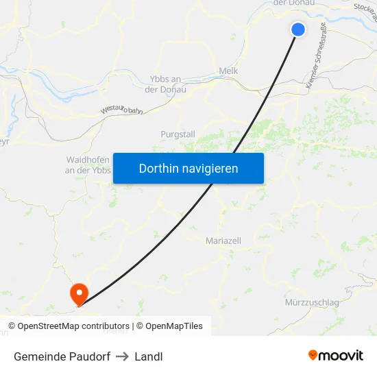 Gemeinde Paudorf to Landl map