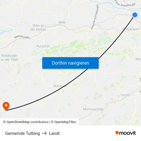 Gemeinde Tulbing to Landl map