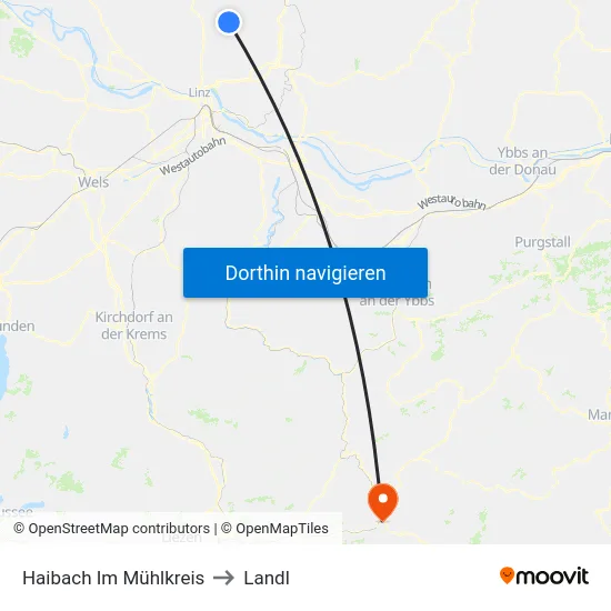 Haibach Im Mühlkreis to Landl map