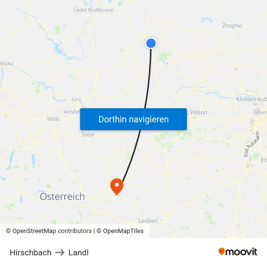 Hirschbach to Landl map