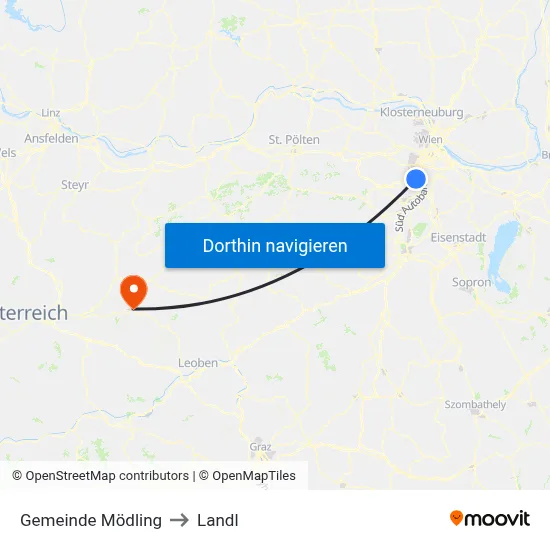 Gemeinde Mödling to Landl map