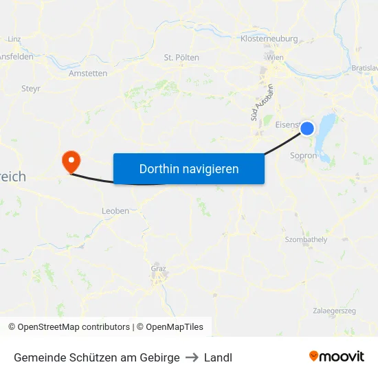 Gemeinde Schützen am Gebirge to Landl map