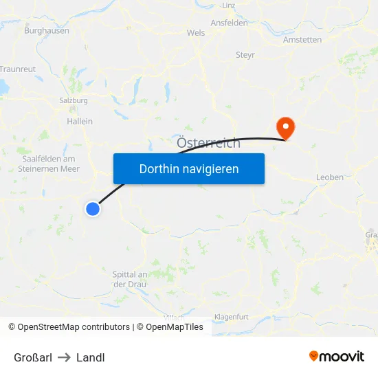 Großarl to Landl map