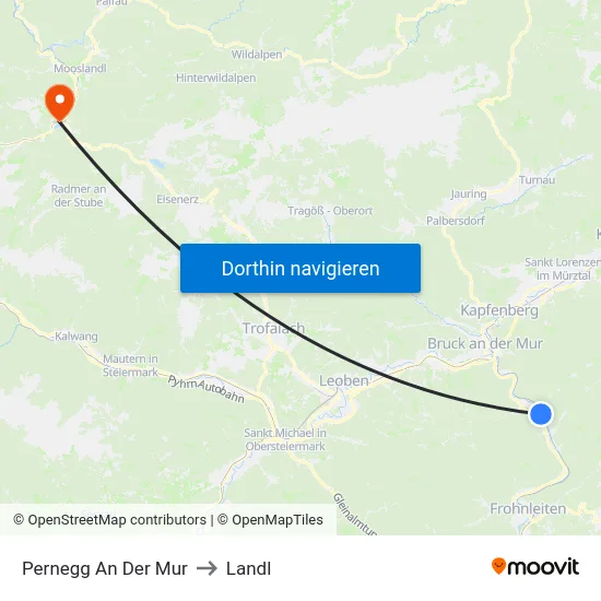 Pernegg An Der Mur to Landl map