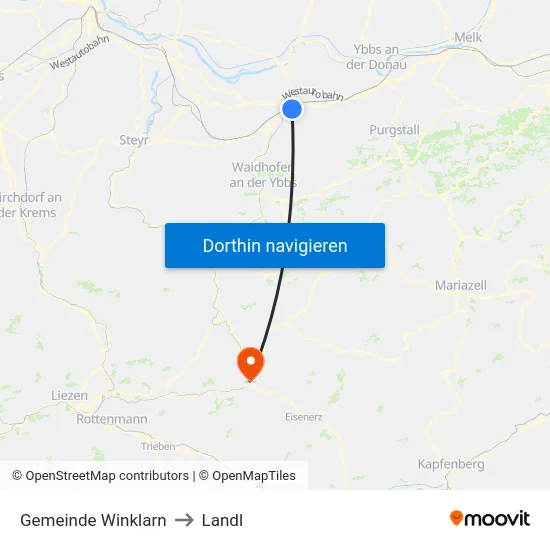 Gemeinde Winklarn to Landl map